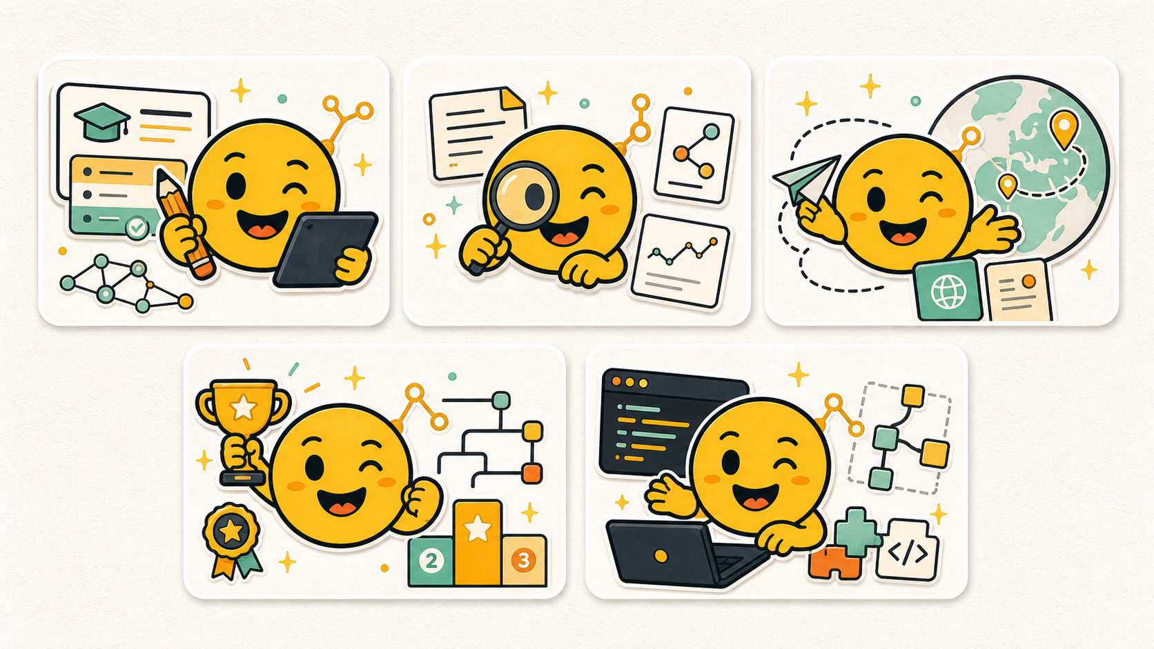 soWHAT LAB v2 action map with mascot and project cards